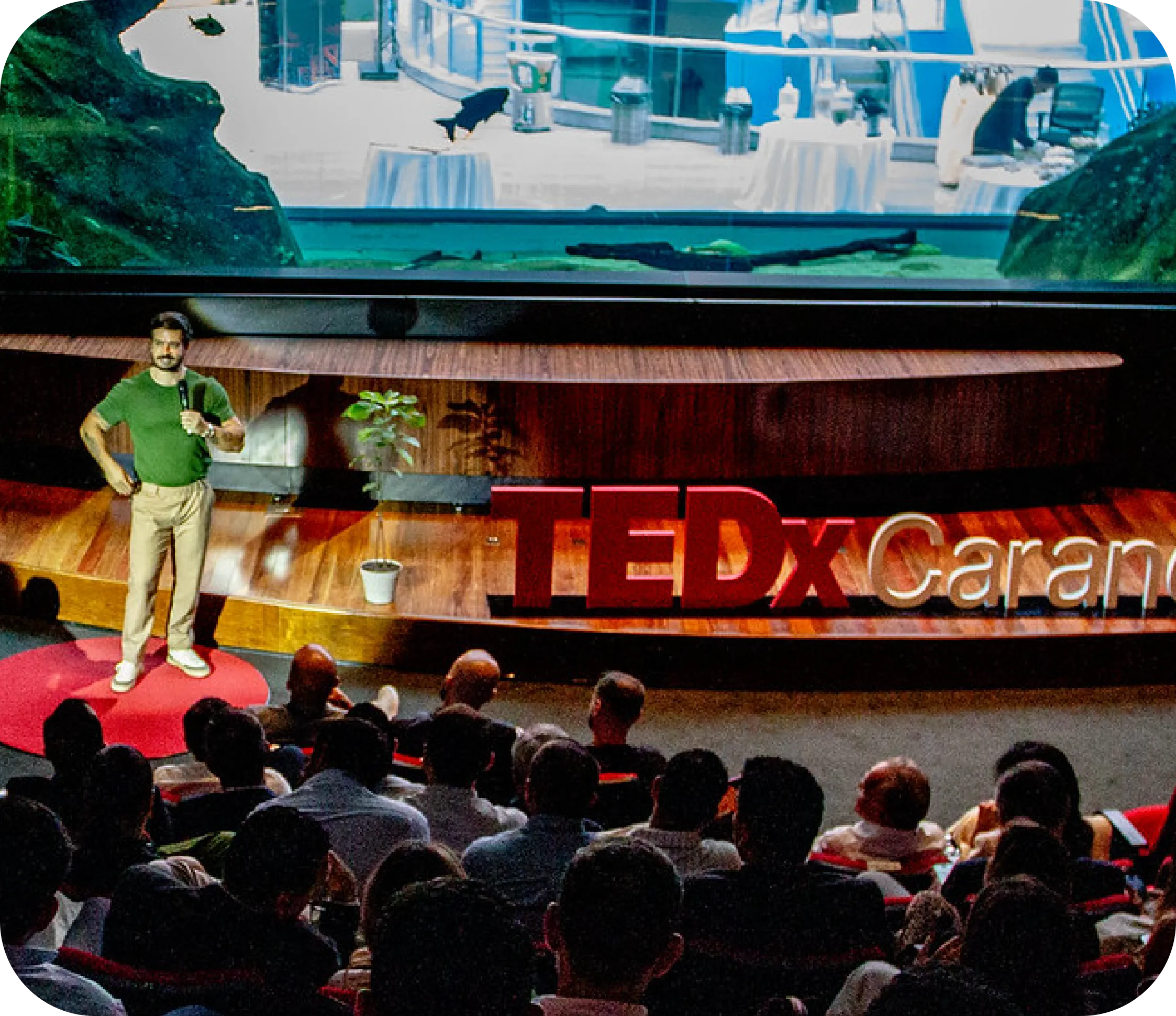 Palestra TEDxCarandá no palco